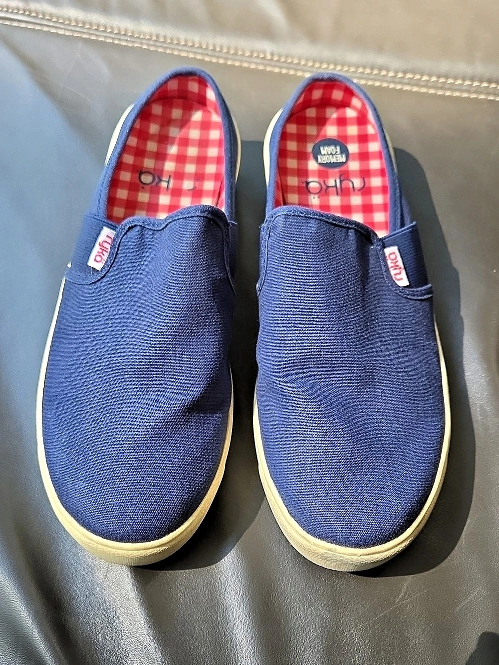 Ryka Valerie Women's Size 9 Blue Canvas Memory Foam Slip-On Sneakers EUC